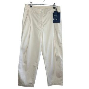 Jacob Cohen Clara Gesso White Pleated Lyocell Cotton Pants Size 26 Made in Italy